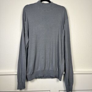Jos A Bank Signature 100% Silk Sweater XL Mock Neck Long Sleeve Gray Timeless